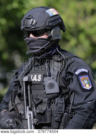 Bucharest, Romania - July 29, 2020: Officer From The Special Actions And Intervention Service (sias)