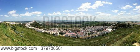 Arcos De La Frontera, Historic-artistic Monument City With Rocky Limestone Ridge With Whitewashed Ho