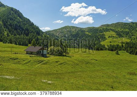 Mountain Landscape Along The Road To Crocedomini Pass, In The Brescia Province, Lombardy, Italy, At 