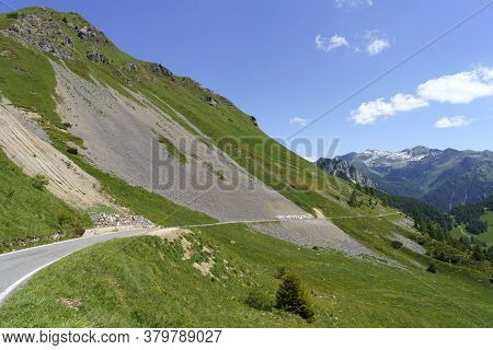 Mountain Landscape Along The Road To Crocedomini Pass, In The Brescia Province, Lombardy, Italy, At 