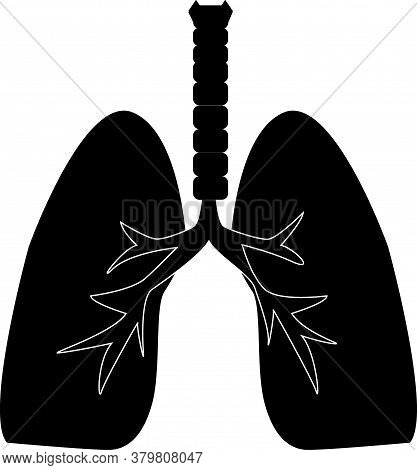 Lungs Icon On White Background. Human Internal Organ Sign. Human Lungs Symbol. Sars Disease. Flat St