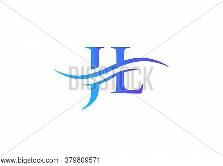 Water Wave Jl Logo Vector. Swoosh Letter Jl Logo Design For Business And Company Identity.