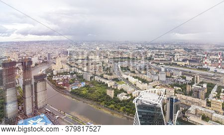 Aerial View Of Center Of Moscow From Observation Deck  Federation Tower In International Business Ce