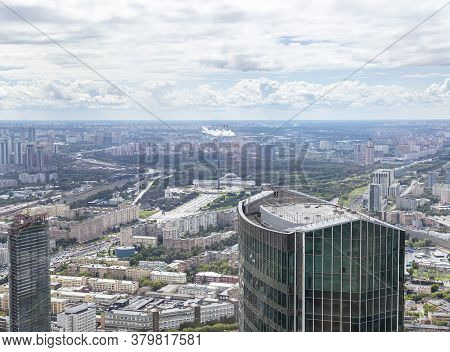 Aerial View Of Center Of Moscow From Observation Deck  Federation Tower In International Business Ce
