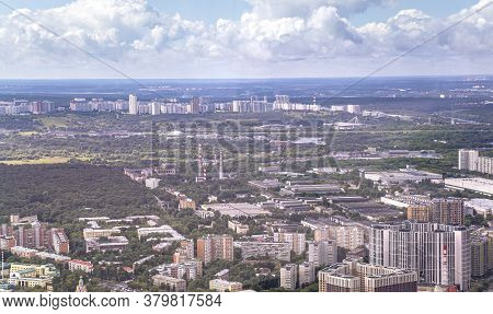 Aerial View Of Center Of Moscow From Observation Deck  Federation Tower In International Business Ce