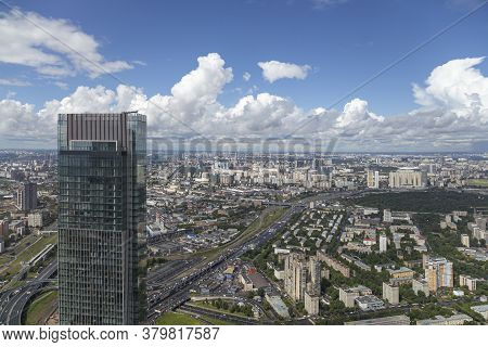 Aerial View Of Center Of Moscow From Observation Deck  Federation Tower In International Business Ce
