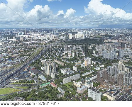 Aerial View Of Center Of Moscow From Observation Deck  Federation Tower In International Business Ce