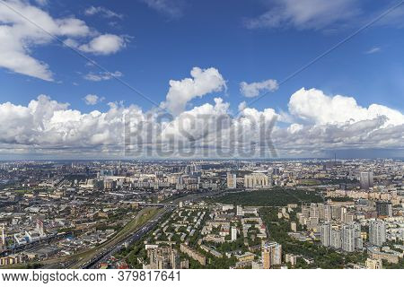 Aerial View Of Center Of Moscow From Observation Deck  Federation Tower In International Business Ce