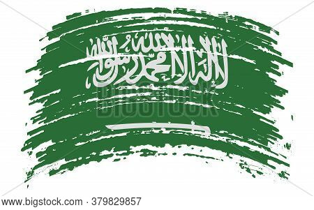 Saudi Arabia Flag In Grunge Brush Stroke, Vector