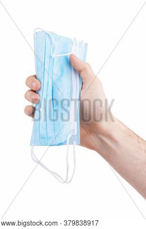 Hand Give To Surgical Mask For Protect Pm 2.5 And Corona Virus (covit-19) Isolated On White Backgrou