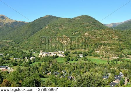Pyrenees Mountain Landscape From The Road That Climbs To Buesa In The Background Oto, Huesca Provinc