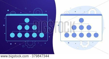 Sitemap Vector Concept With Black And White Background, Dark Ultra Violet Neon Glowing Thin Icon And