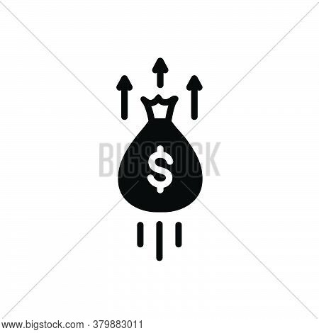Black Solid Icon For Growth Money-bag Riches Piles Wealth Mammon Capital Cash Fund Investment Trendy