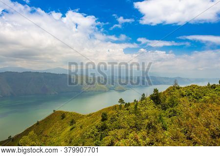 Looking South On The Largest Volcanic Crater Lake In The World, Lake Toba, North Sumatra, Indonesia