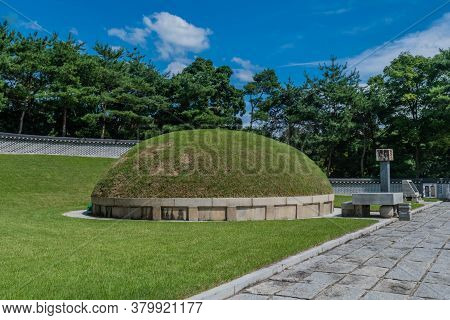 Geumsan, South Korea; July 21, 2020: For Editorial Use Only. Large Burial Mound At The Tomb Of 700 P