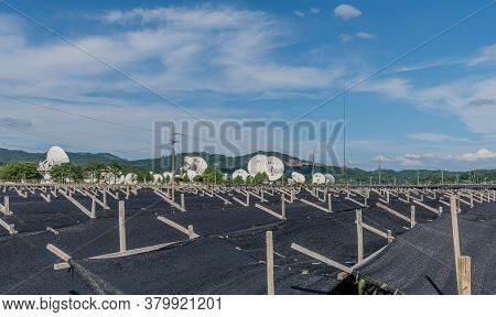 Geumsan, South Korea; July 21, 2020: For Editorial Use Only. Large Communication Satellite Dishes Be