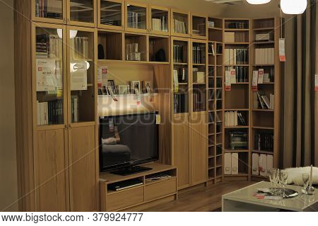 Russia, Sankt-petersburg - 26.12.2013: Interior Of Large Ikea Store With A Wide Range Of Products In