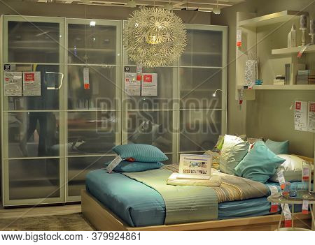 Russia, Sankt-petersburg - 26.12.2013: Interior Of Large Ikea Store With A Wide Range Of Products In