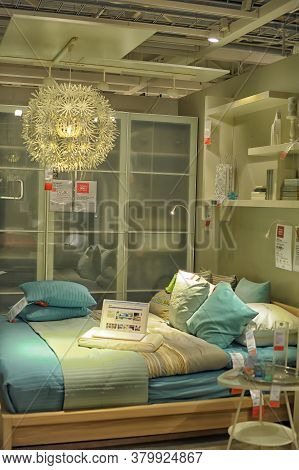 Russia, Sankt-petersburg - 26.12.2013: Interior Of Large Ikea Store With A Wide Range Of Products In