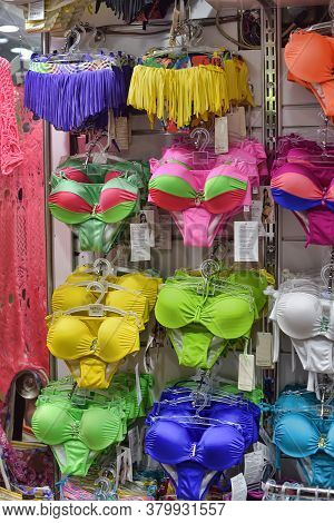 Turkey, Kemer18,07,2015 Swimwear In The Store Close Up