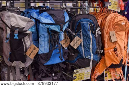 St. Petersburg, Russia 09.03.2015 Backpacks In The Sports Shop
