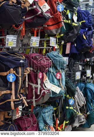 St. Petersburg, Russia 09.03.2015 Backpacks In The Sports Shop