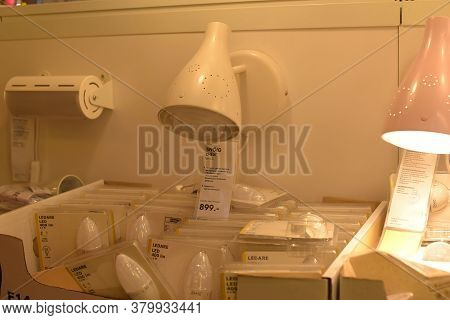 Russia, Saint-petersburg, 15,03,2015 Various Lighting Fixtures, Lamps And Nightlights In The Ikea St