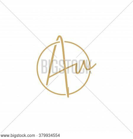 Au Initial Handwriting Logo Vector, Isolated On White Background