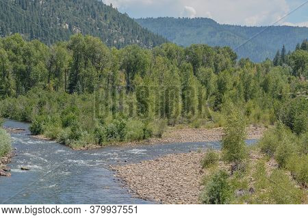 The Dolores River Winding Through The San Juan National Forest. Dolores, Colorado