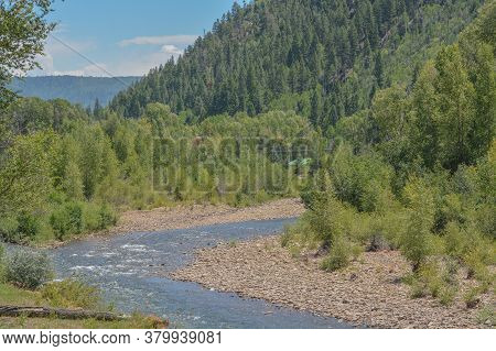 The Dolores River Winding Through The San Juan National Forest. Dolores, Colorado