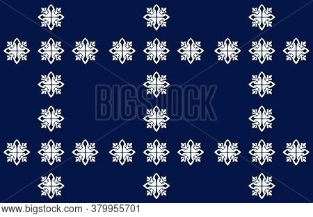 Uzbek Ikat Silk Fabric Pattern, Motif Ethnic Indigo Blue And White Colors. Tite Repit Pattern