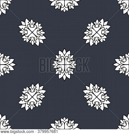 Uzbek Ikat Silk Fabric Pattern, Motif Ethnic Indigo Blue And White Colors. Tite Repit Pattern