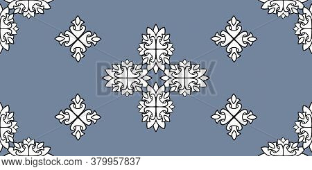 Uzbek Ikat Silk Fabric Pattern, Motif Ethnic Indigo Blue And White Colors. Tite Repit Pattern