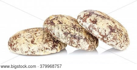 Three Gingerbread Cookies Isolated On A White Background