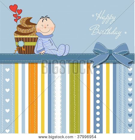 tarjeta de felicitación de cumpleaños con Magdalena y bebé