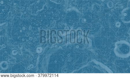 Vector Abstract Moon Relief Map. Generated Conceptual Lunar Elevation Map. Isolines Of Landscape Sur