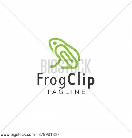 Frog Clip Logo Idea Icon Design Stock Vector. Animal Paper Clips Logo Design Template. Monogram Toad