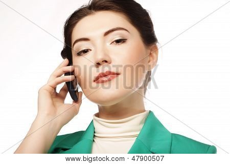 Portrait Of Smiling Business Woman Phone Talking