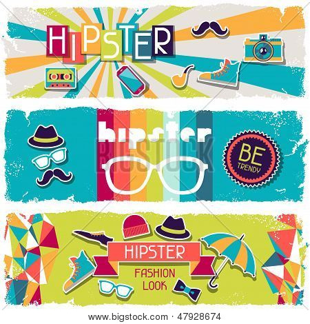 Hipster vandret bannere i retro-stil.
