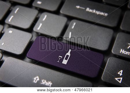 Purple Wine Bottle Keyboard Key, Food Background