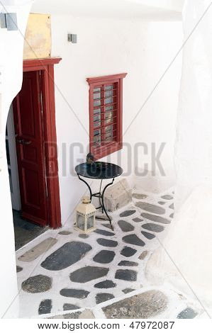 Traditionelle græske hus på Mykonos, Grækenland