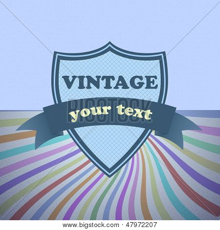 Shield Retro Vintage Label On Sunrays Background