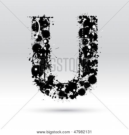 Letter U gevormd door Inkblots