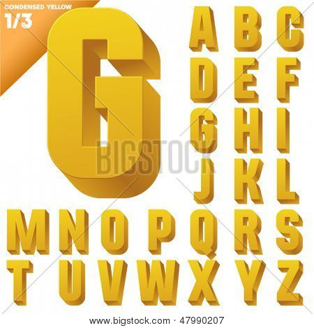 Háromdimenziós sűrített ábécé. Vektoros illusztráció 3d betűtípus-karaktereit. Világos szín stílus. 