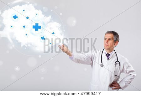 Tıbbi işaretleri ile soyut bulut dinleme Proffesional doktor