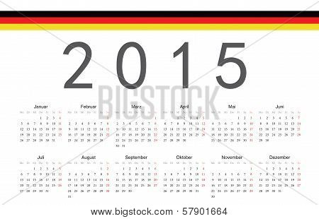 German 2015 Year Vector Calendar