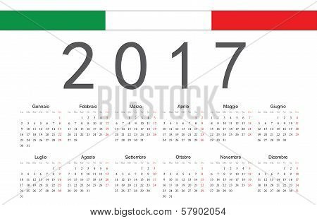 Italian 2017 Year Vector Calendar