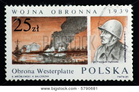Razítko z Polska světové války přítomen