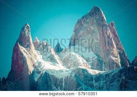 Beautiful Nature Landscape With Mt. Fitz Roy As Seen In Los Glaciares National Park, Patagonia, Arge
