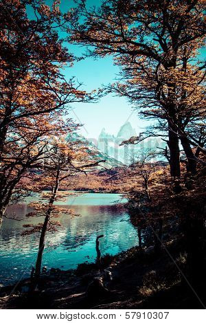 Beautiful Nature Landscape With Mt. Fitz Roy As Seen In Los Glaciares National Park, Patagonia, Arge